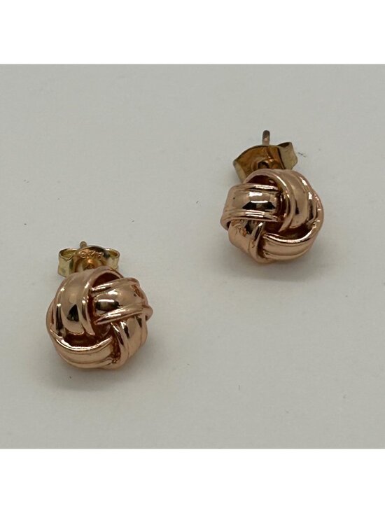 Jewelry - Rose Gold Tone Love Knot Stud Earrings Post Minimalist Classic Fashion READ